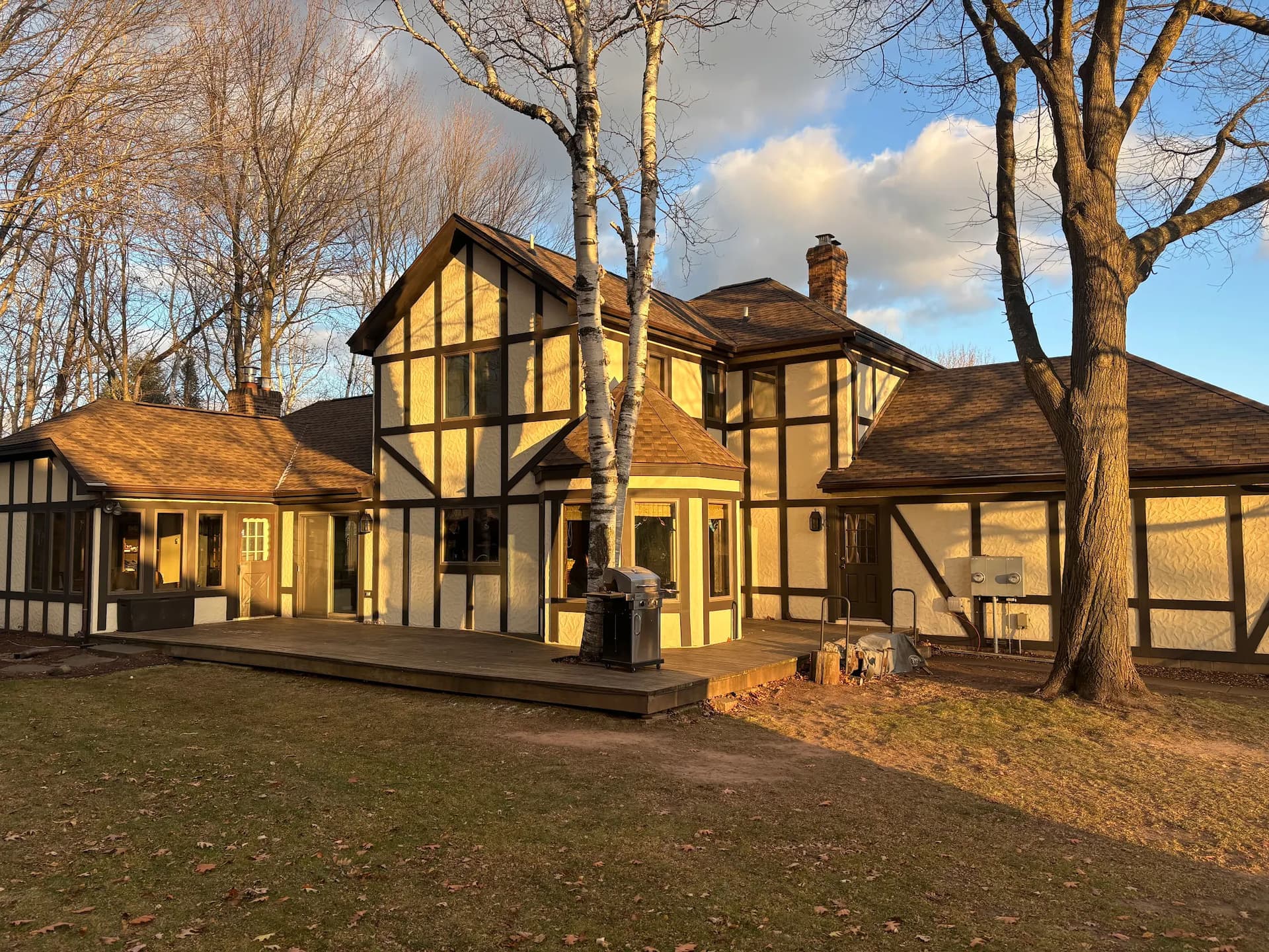 GAF Timberline HDZ Roof Install in Barkwood on a Tudor-Style Home image