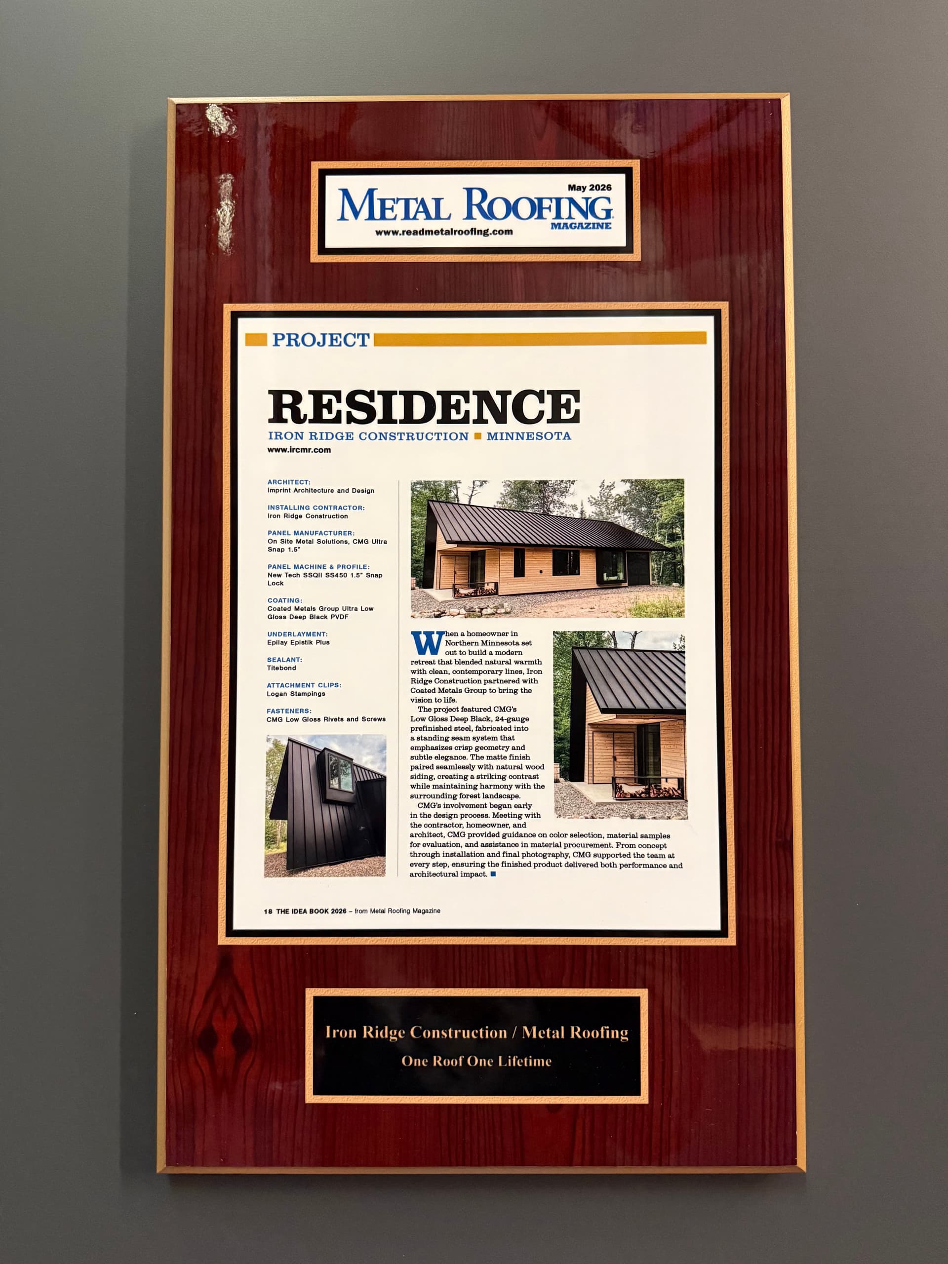 Our Ely Metal Roofing Project Got Featured in Metal Roofing Magazine image